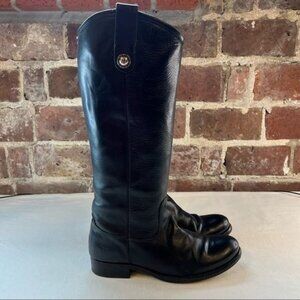 Frye Melissa Button 2 Tall Black Leather Riding Boots Sz 6.5
